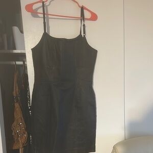 Black Spaghetti Strap Bodycon Mini Dress all 💯 leather